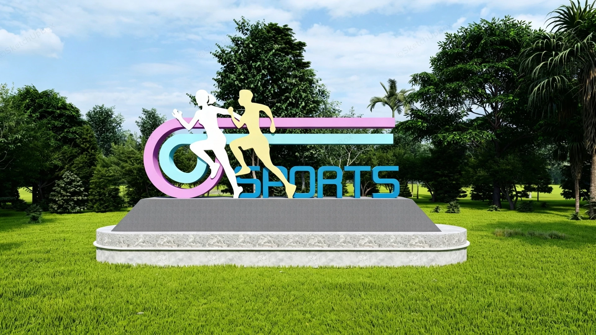 Sports Park Running Sculpture sketchup model preview - SketchupBox
