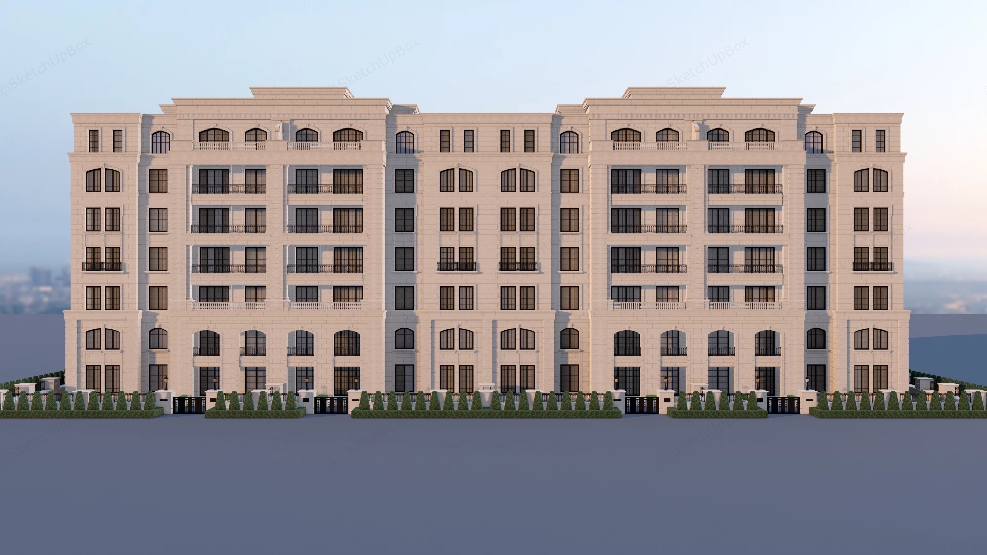 Classic Style Apartment Building sketchup model preview - SketchupBox