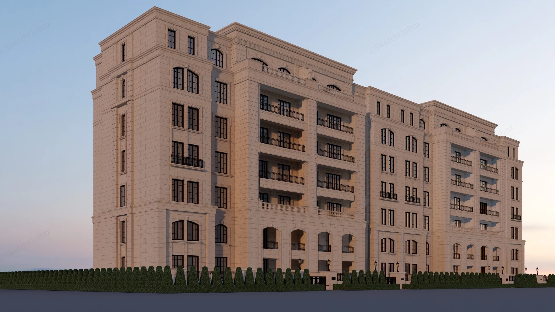 Classic Style Apartment Building sketchup model preview - SketchupBox