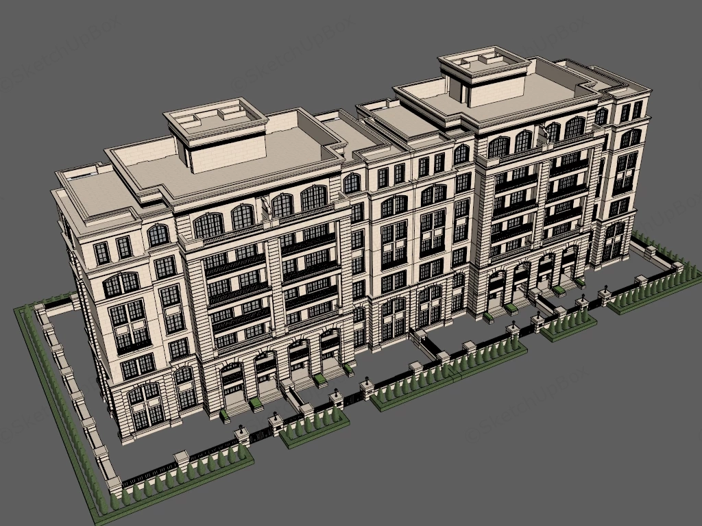 Classic Style Apartment Building sketchup model preview - SketchupBox