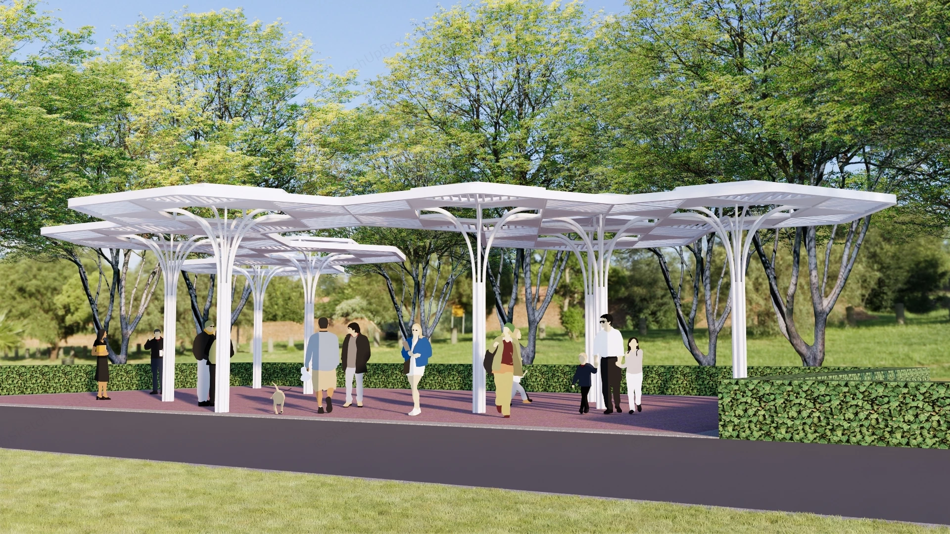 Modern Park Pavilion sketchup model preview - SketchupBox