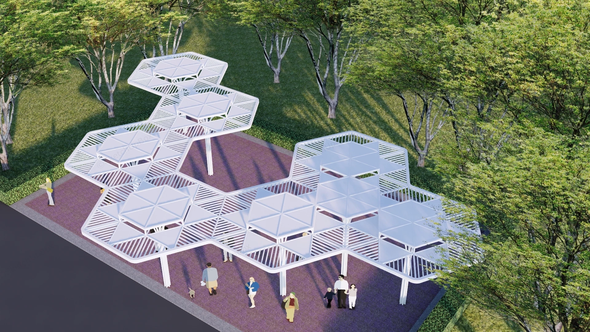 Modern Park Pavilion sketchup model preview - SketchupBox