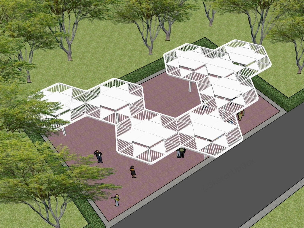 Modern Park Pavilion sketchup model preview - SketchupBox