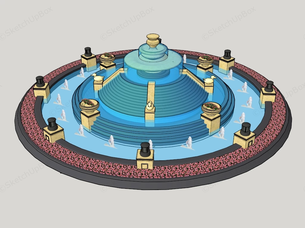 Big Round Water Fountain sketchup model preview - SketchupBox