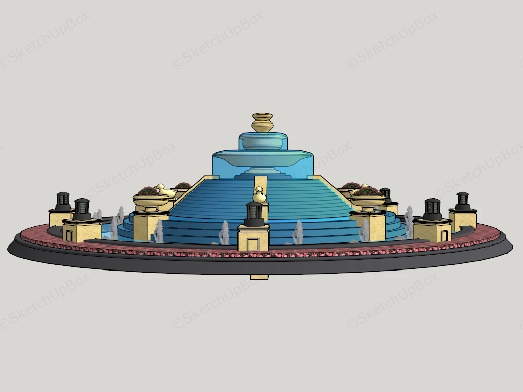 Big Round Water Fountain sketchup model preview - SketchupBox