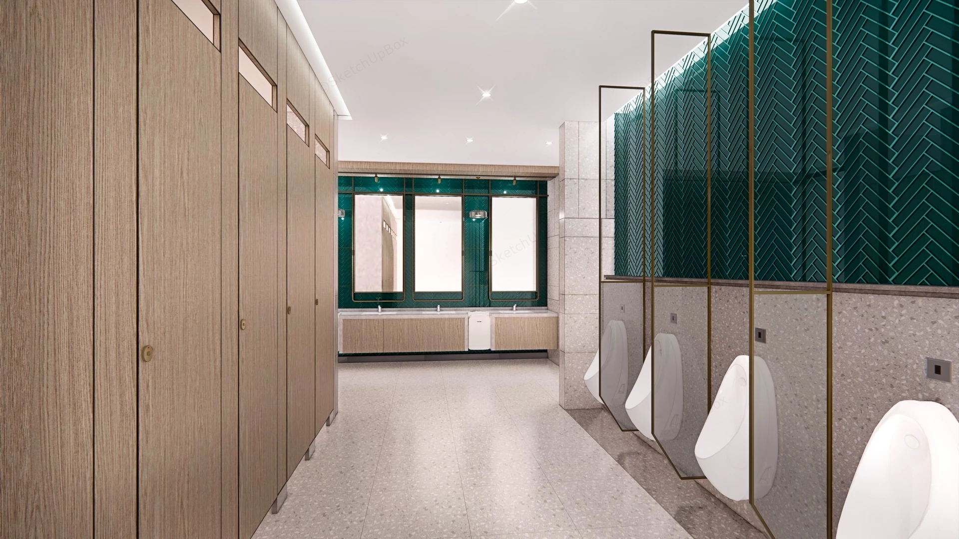 Modern Public Restroom Design sketchup model preview - SketchupBox