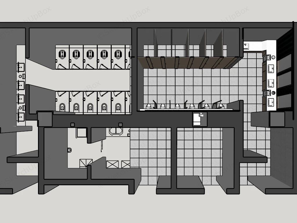 Modern Public Restroom Design sketchup model preview - SketchupBox
