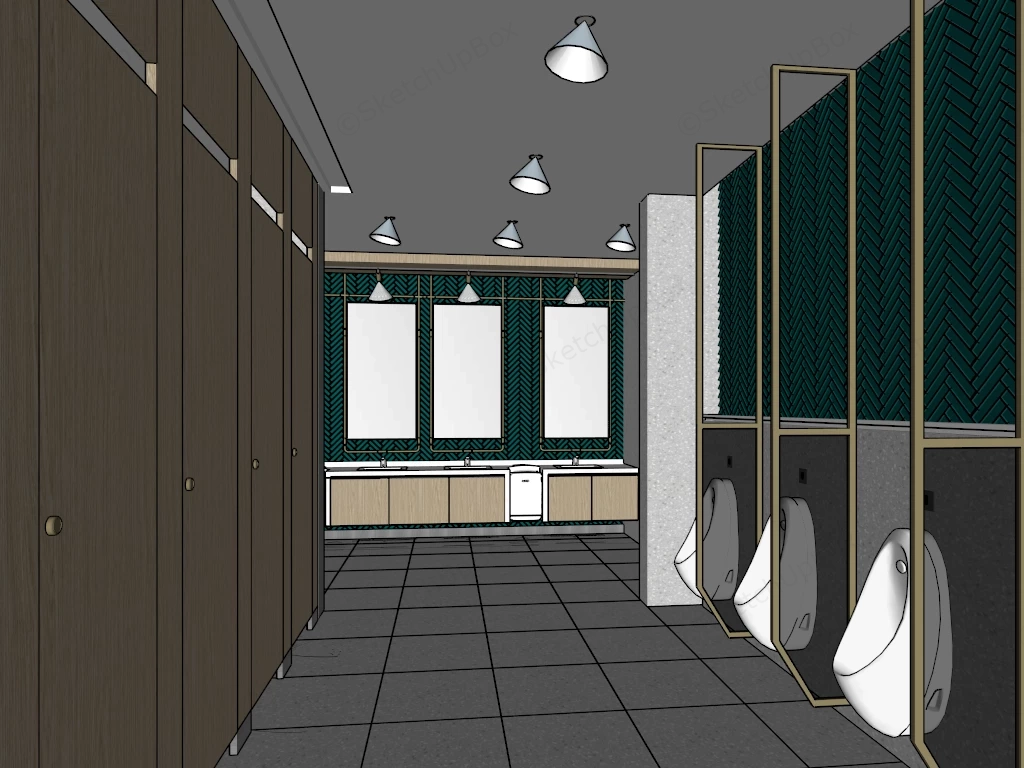 Modern Public Restroom Design sketchup model preview - SketchupBox