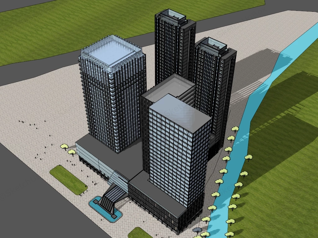 Office Commercial Center Complex sketchup model preview - SketchupBox