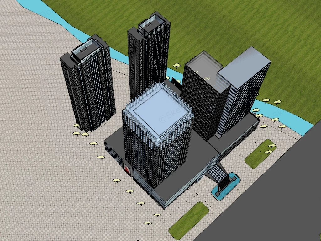 Office Commercial Center Complex sketchup model preview - SketchupBox