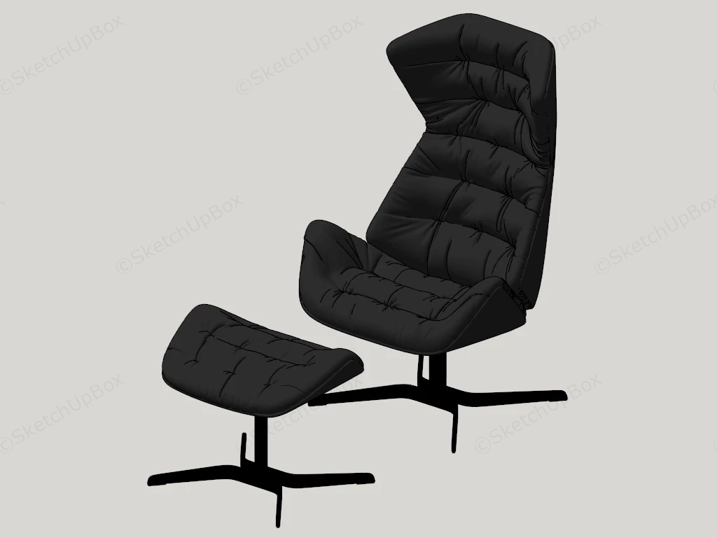 Leather Lounge Chair With Ottoman sketchup model preview - SketchupBox