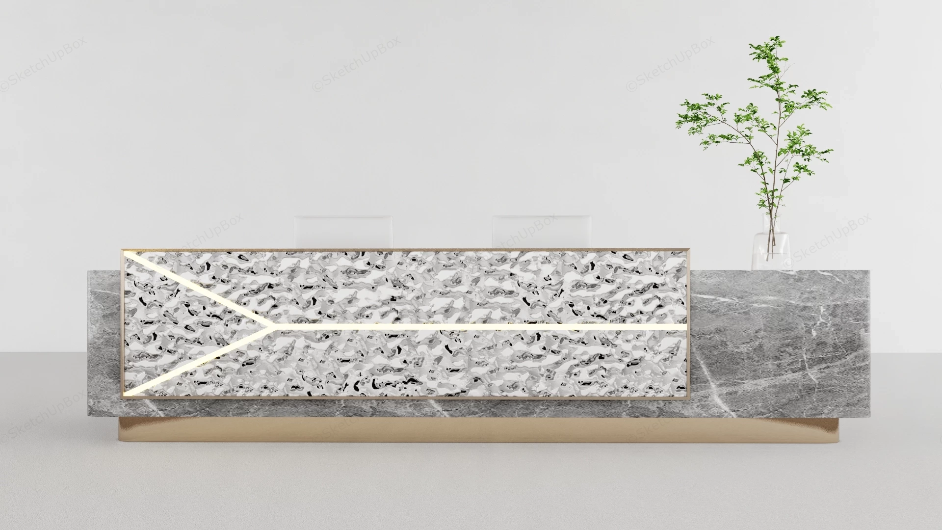 Modern Marble Reception Desk sketchup model preview - SketchupBox