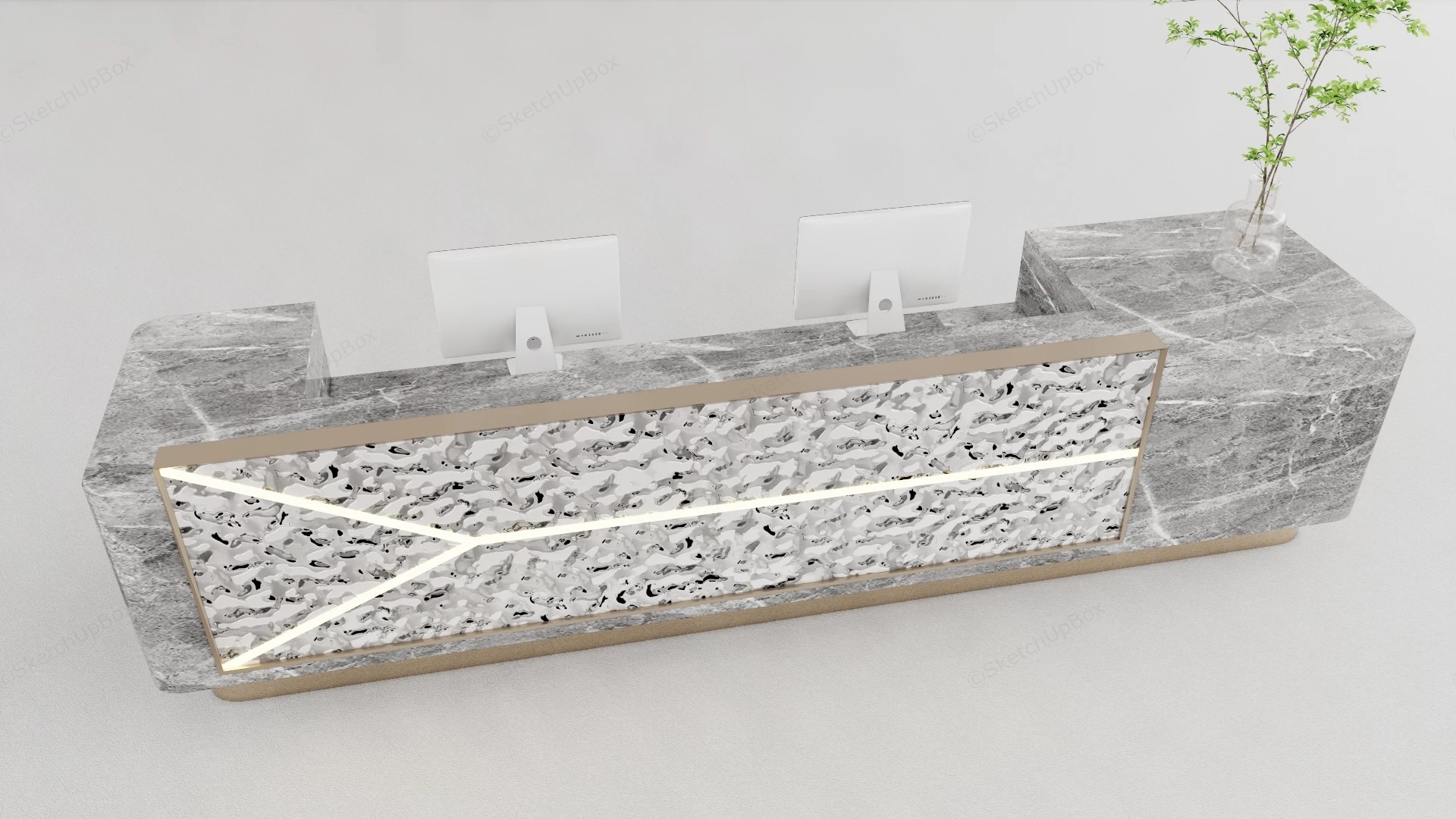 Modern Marble Reception Desk sketchup model preview - SketchupBox