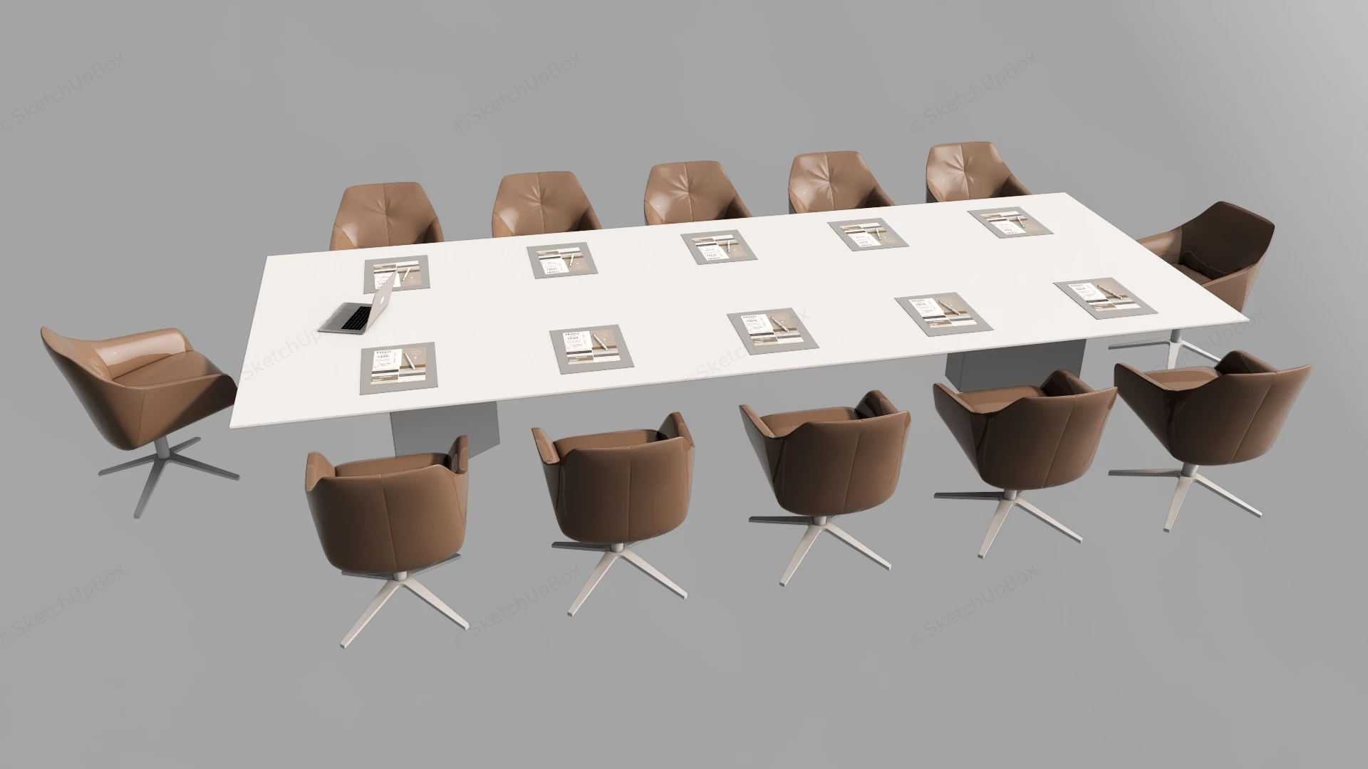 Modern Executive Conference Table With Chairs sketchup model preview - SketchupBox