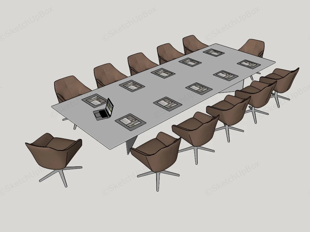 Modern Executive Conference Table With Chairs sketchup model preview - SketchupBox