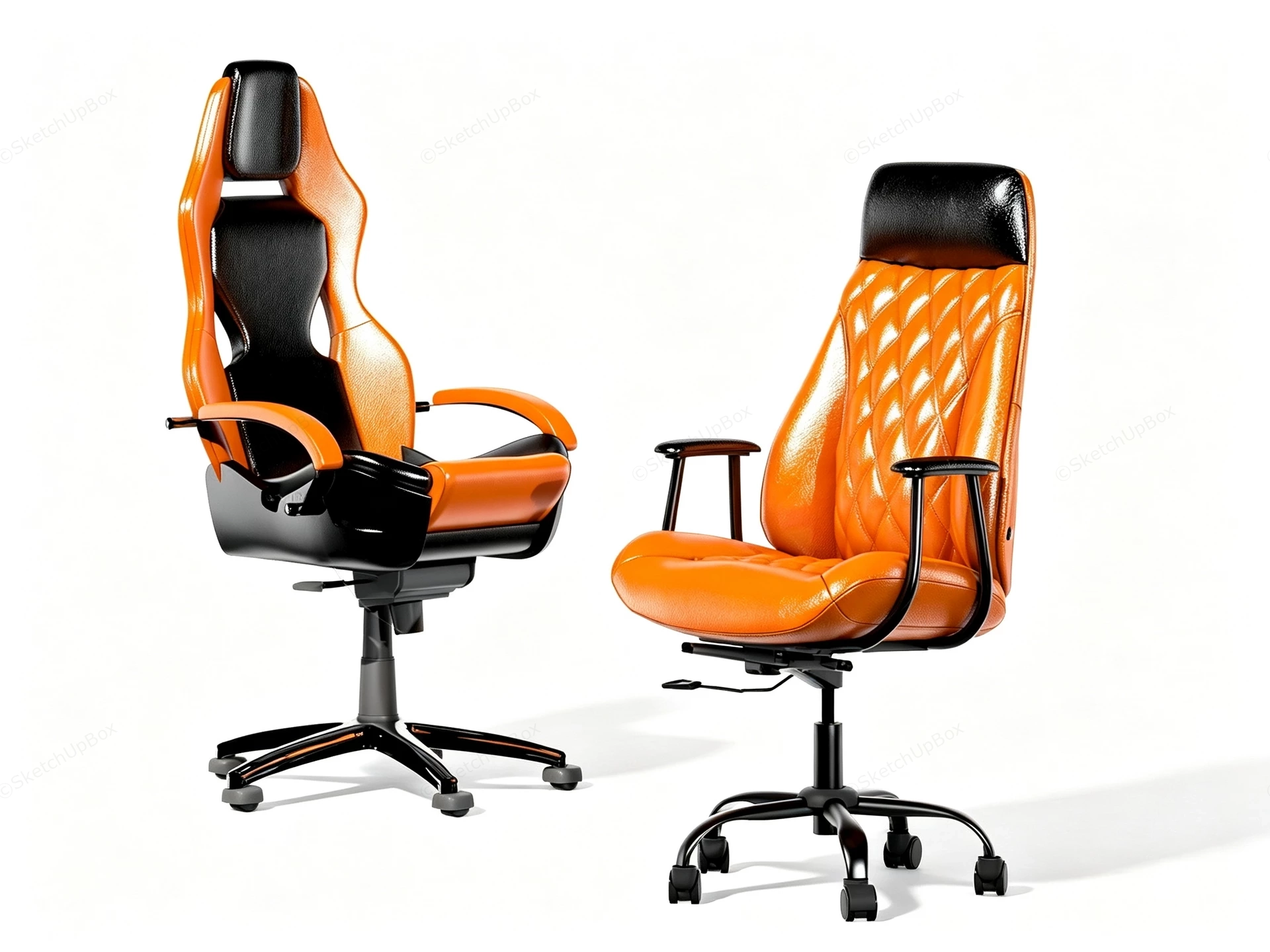 Orange And Black Gaming Chairs sketchup model preview - SketchupBox
