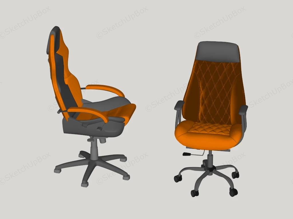 Orange And Black Gaming Chairs sketchup model preview - SketchupBox