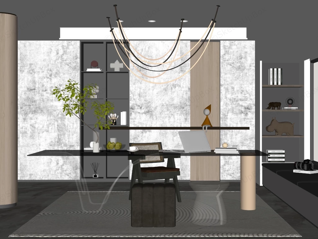 Chic Modern Home Office sketchup model preview - SketchupBox