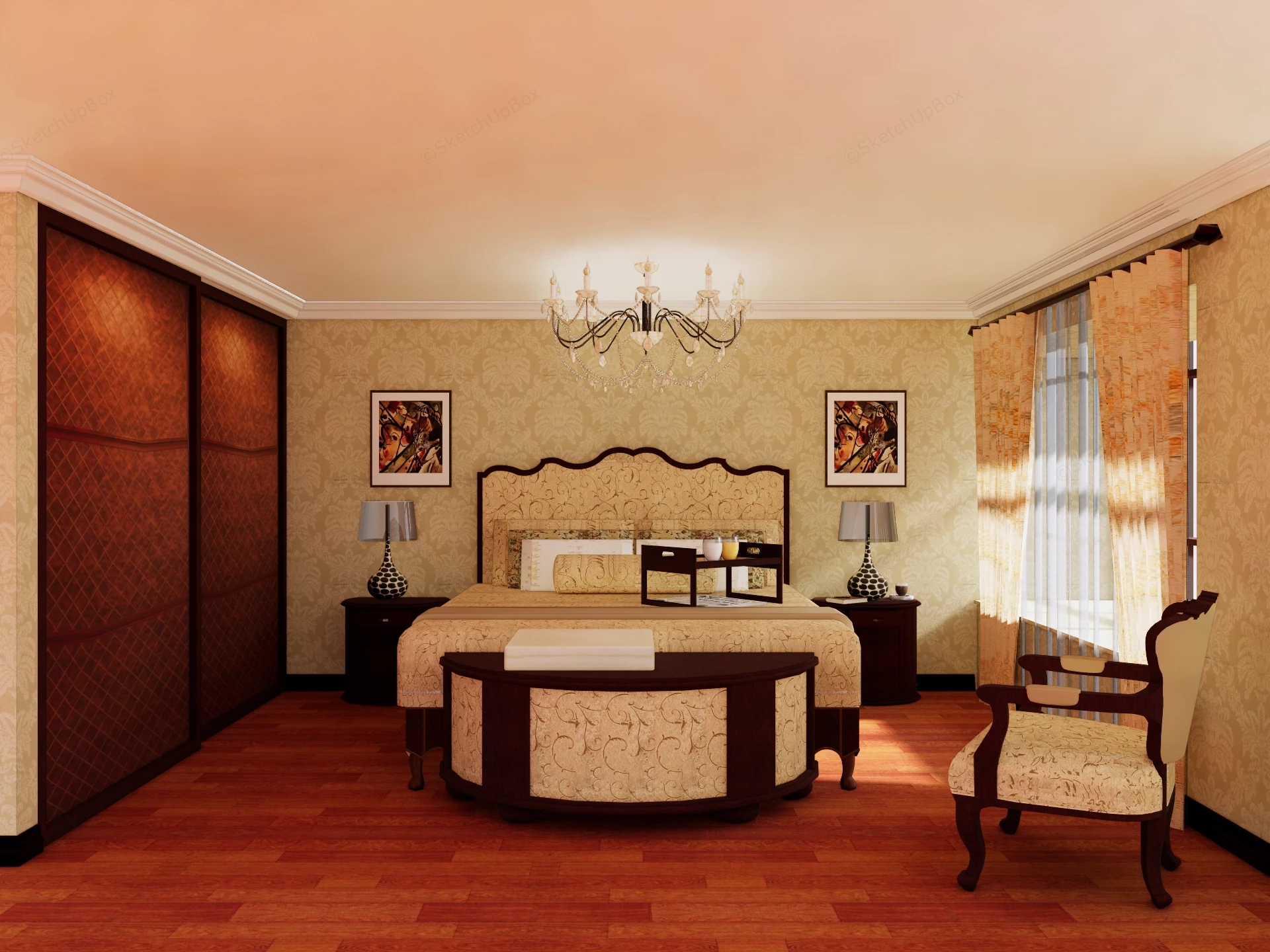Classic Master Bedroom Design sketchup model preview - SketchupBox