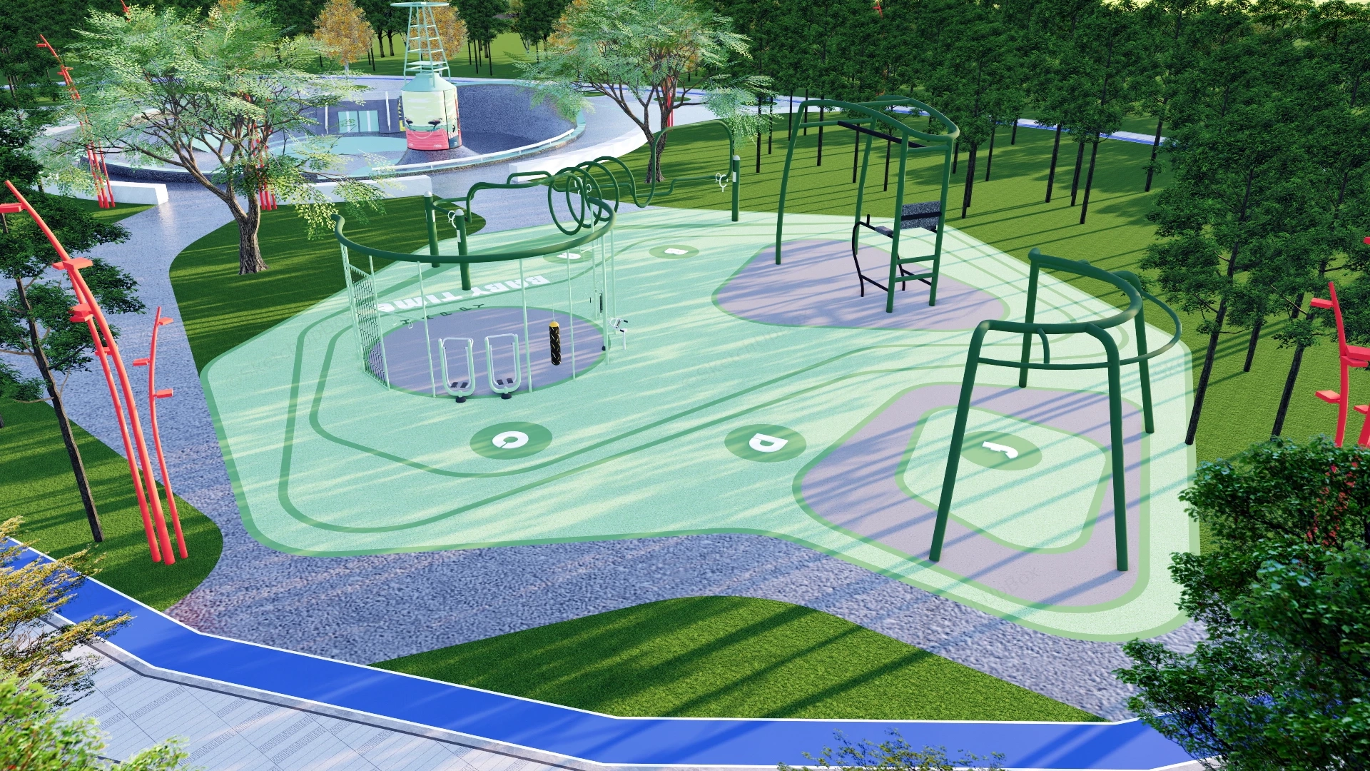 Community Sports Park With Playground Plan sketchup model preview - SketchupBox