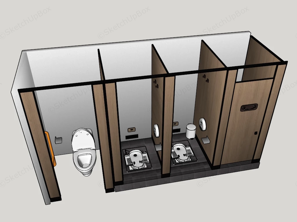 Public Restroom Toilet sketchup model preview - SketchupBox