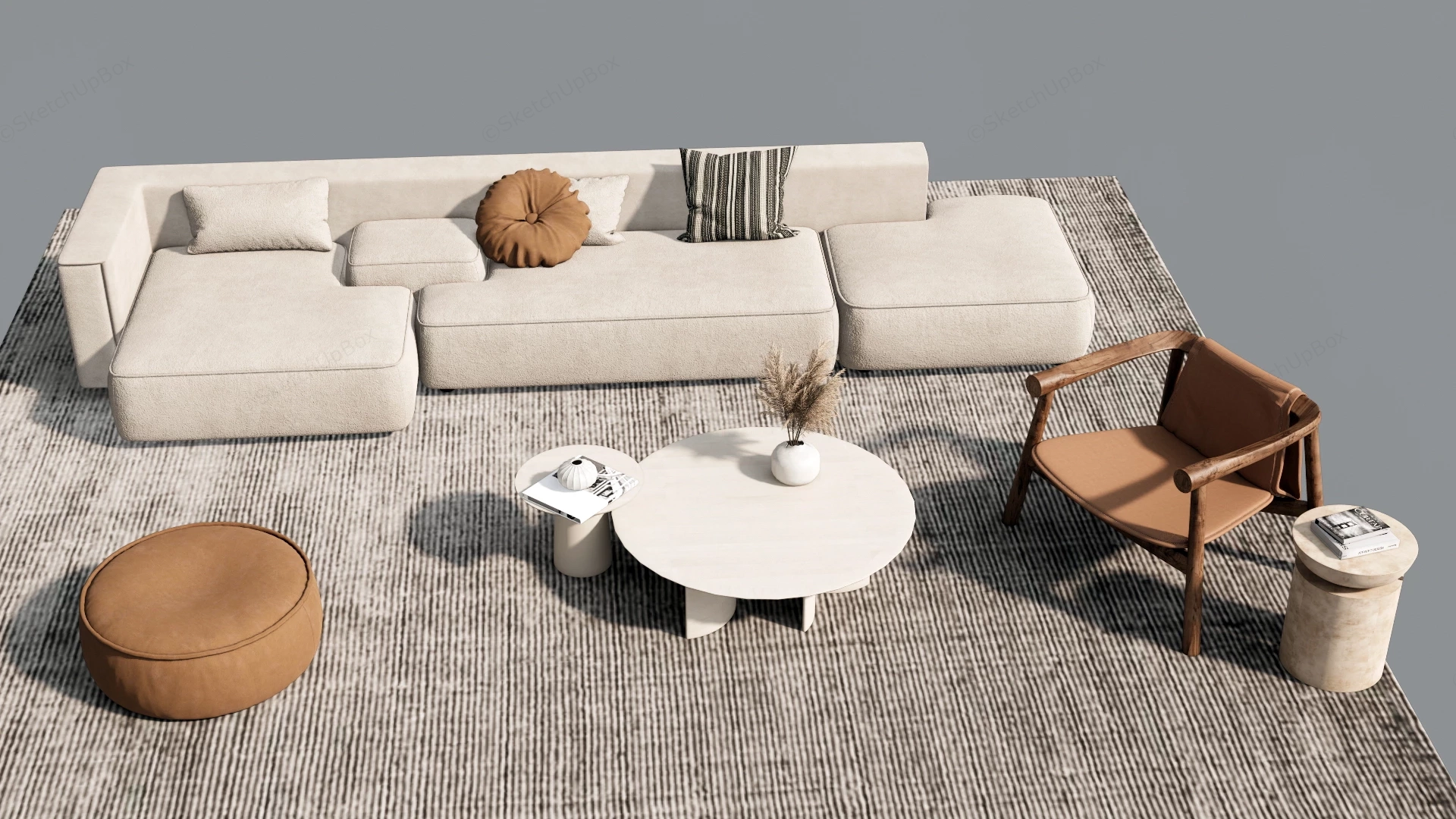Minimalist Living Room Furniture Set sketchup model preview - SketchupBox
