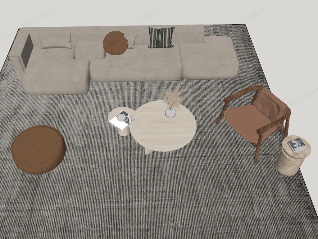 Minimalist Living Room Furniture Set sketchup model preview - SketchupBox