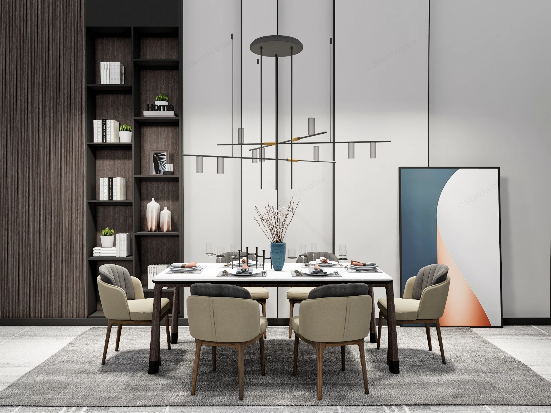 Contemporary Dining Room Furniture Ideas sketchup model preview - SketchupBox