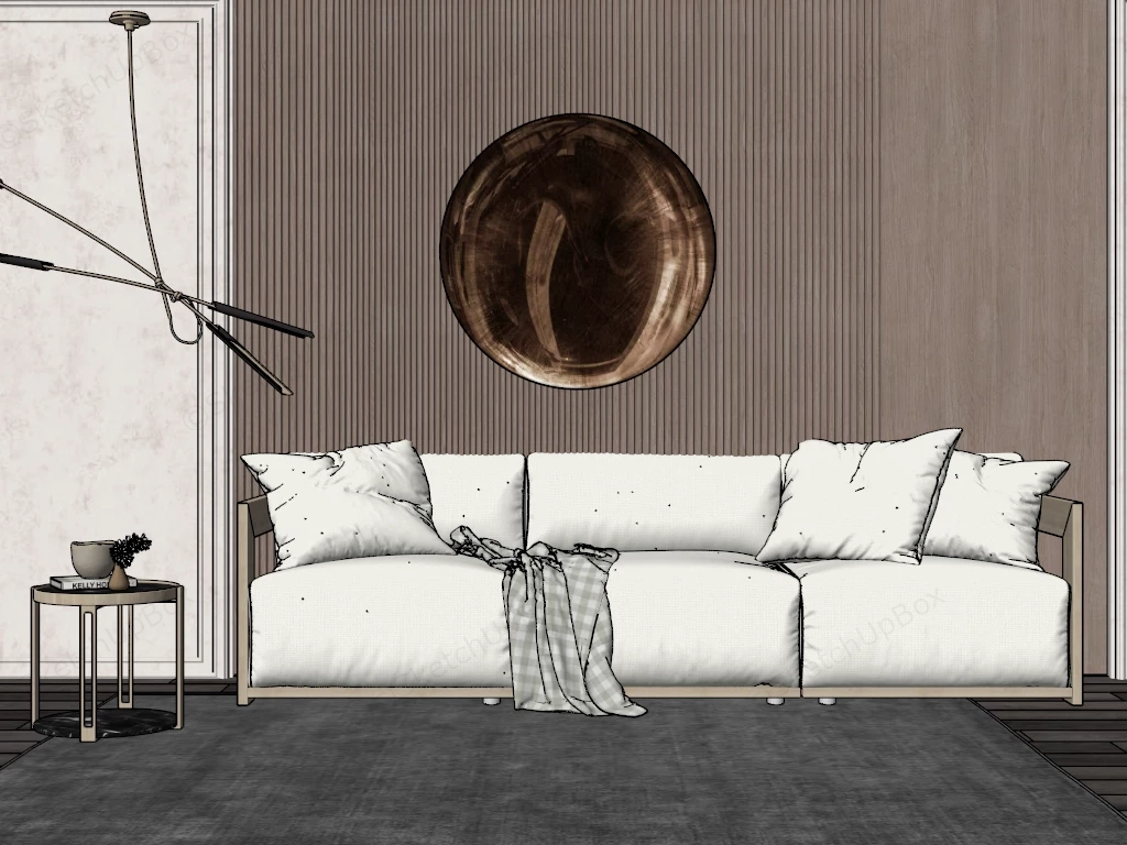 Living Room Sofa Accent Wall sketchup model preview - SketchupBox