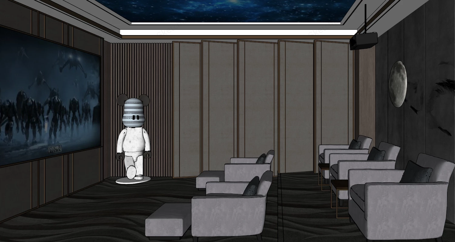 Futuristic Home Theater sketchup model preview - SketchupBox