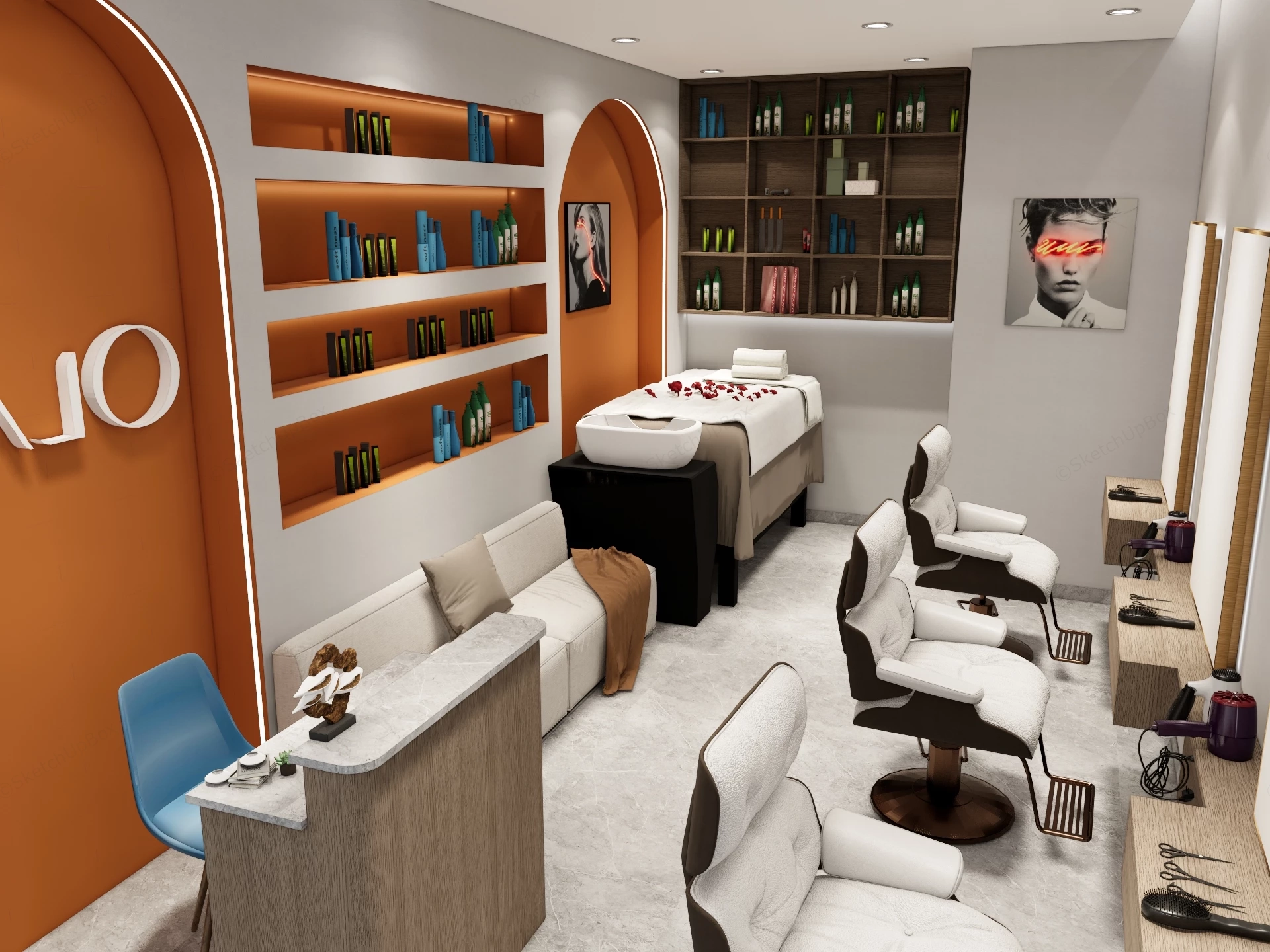 Small Hair Salon Interior Design sketchup model preview - SketchupBox