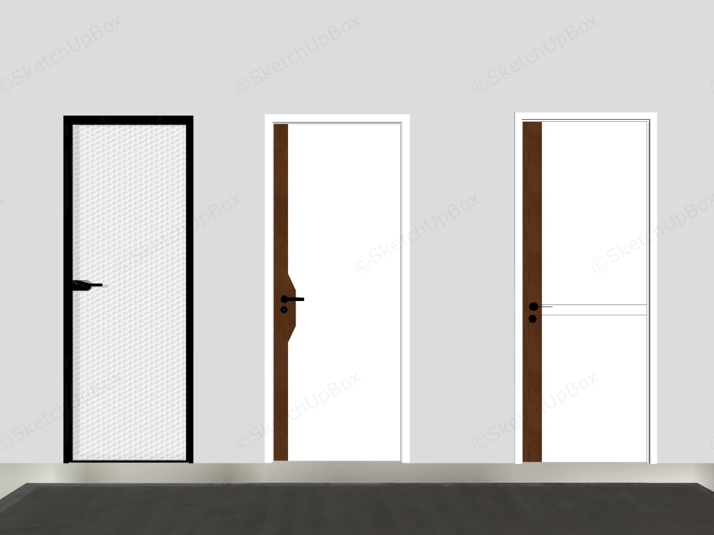 Three Modern Interior Doors sketchup model preview - SketchupBox