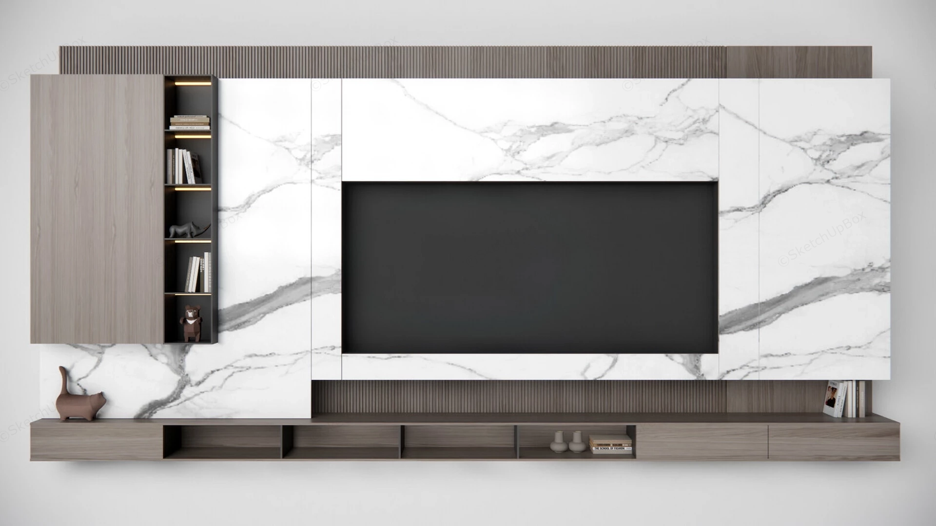 Modern Marble TV Feature Wall sketchup model preview - SketchupBox