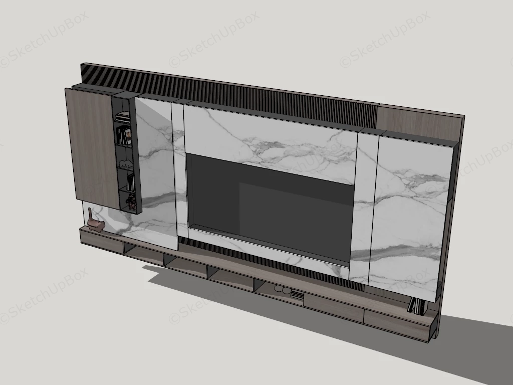 Modern Marble TV Feature Wall sketchup model preview - SketchupBox