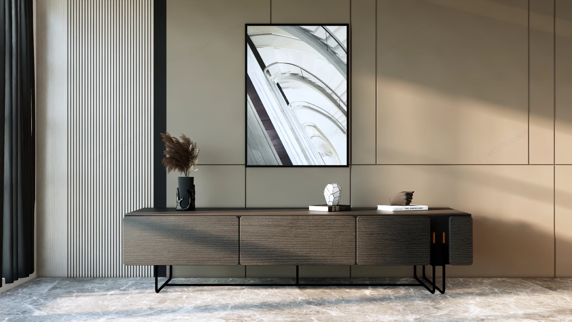 Modern Low Sideboard sketchup model preview - SketchupBox