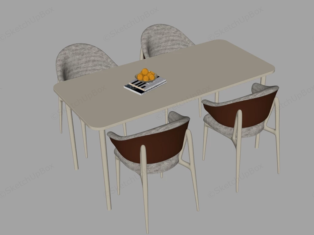 5 Piece Modern Dining Set sketchup model preview - SketchupBox