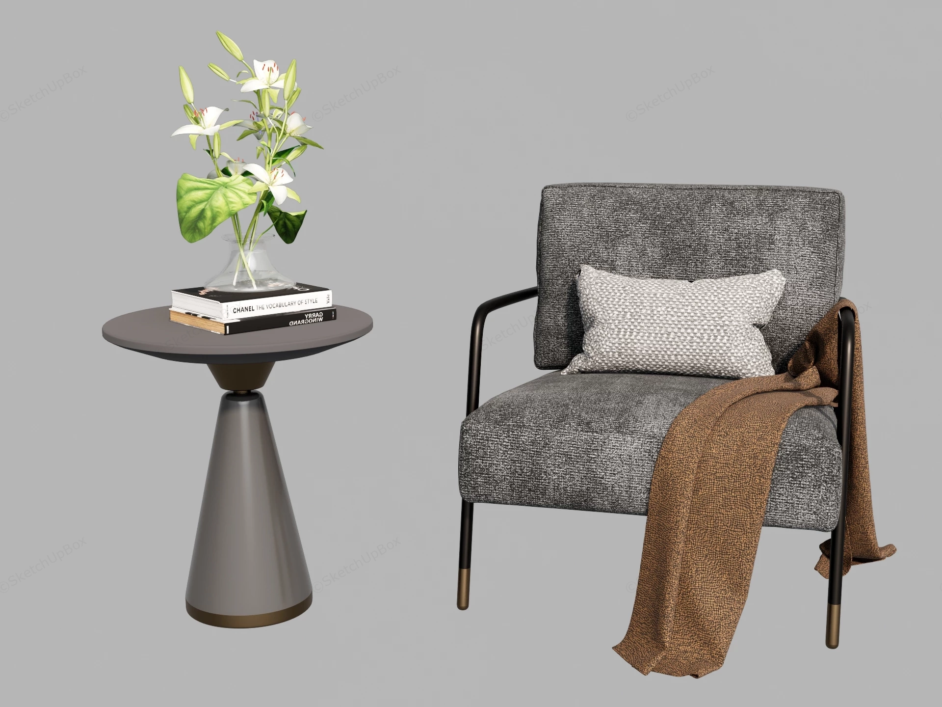 Accent Chair And Table Set sketchup model preview - SketchupBox