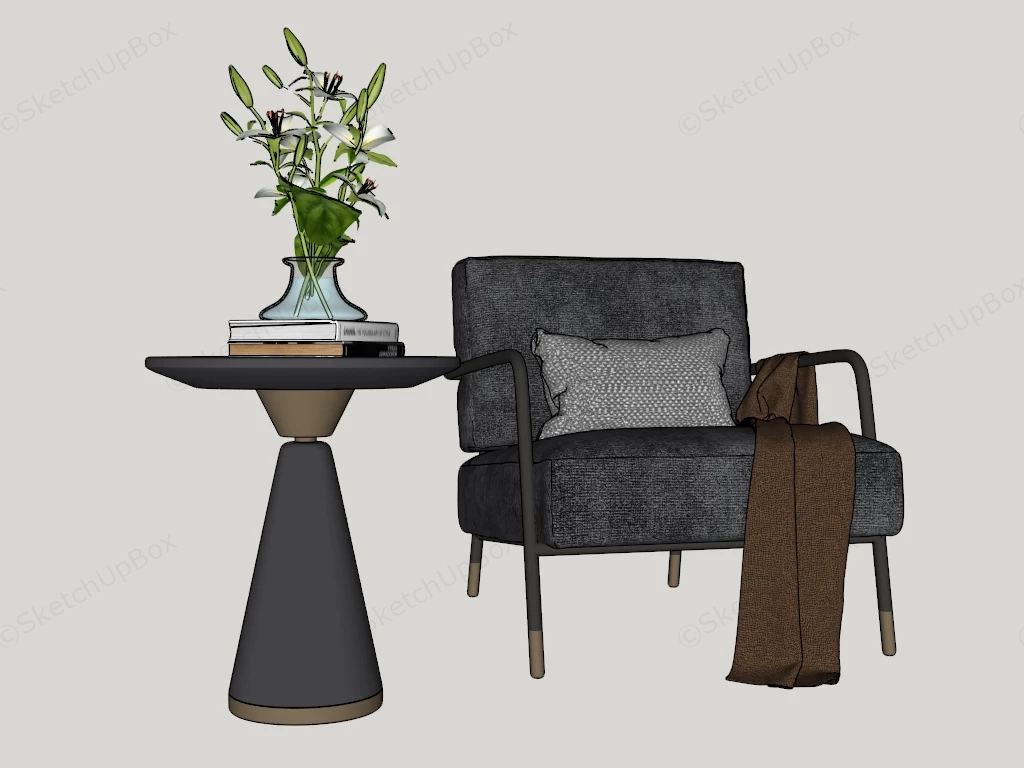 Accent Chair And Table Set sketchup model preview - SketchupBox