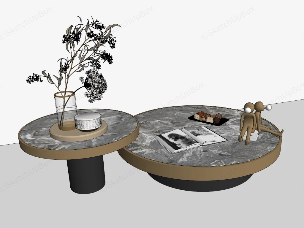 Modern Gold And Black Nesting Coffee Table sketchup model preview - SketchupBox