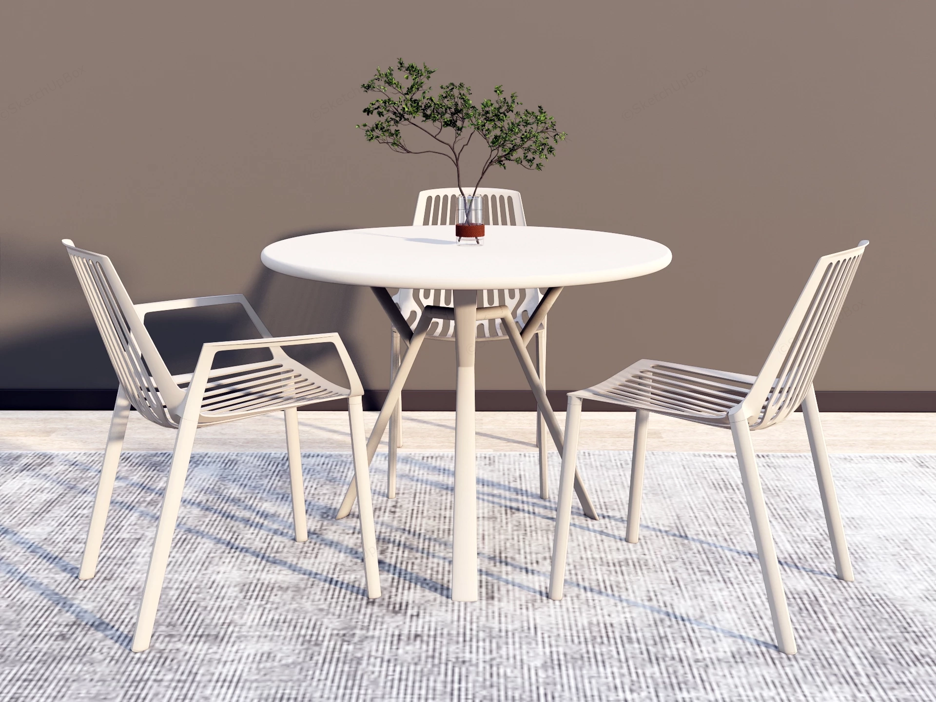Outdoor Round Dining Table And Chairs Set sketchup model preview - SketchupBox