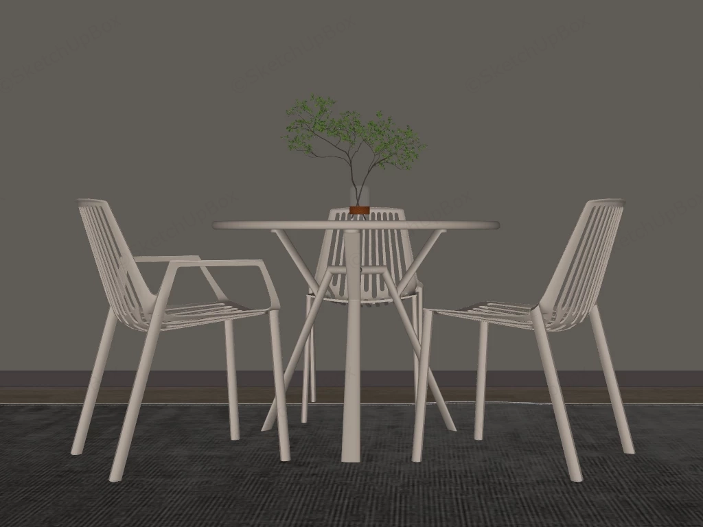 Outdoor Round Dining Table And Chairs Set sketchup model preview - SketchupBox