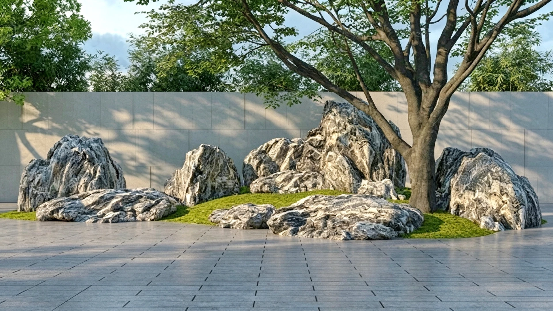 Modern Japanese Rock Garden sketchup model preview - SketchupBox