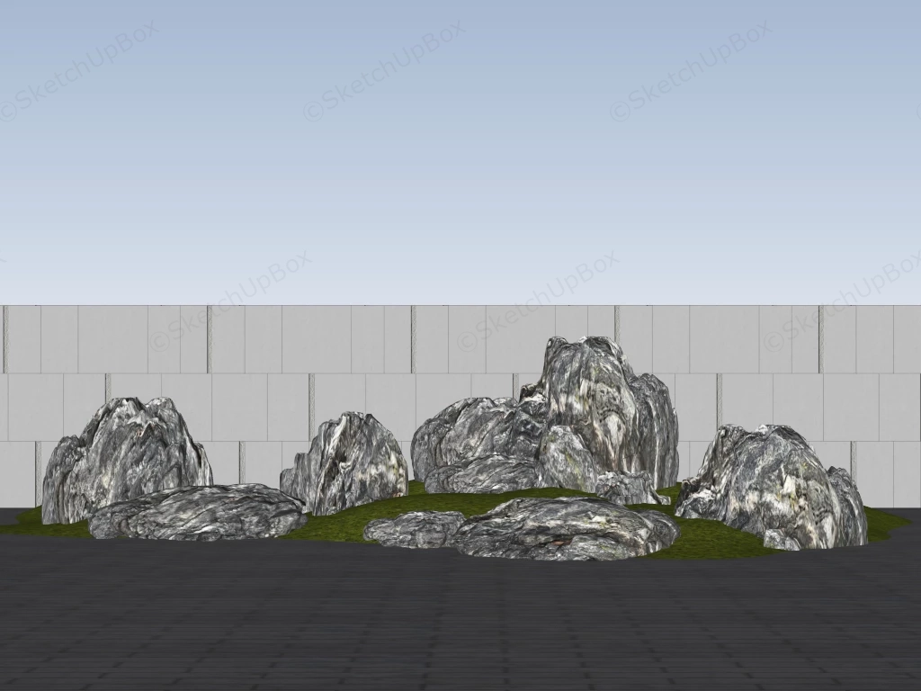 Modern Japanese Rock Garden sketchup model preview - SketchupBox