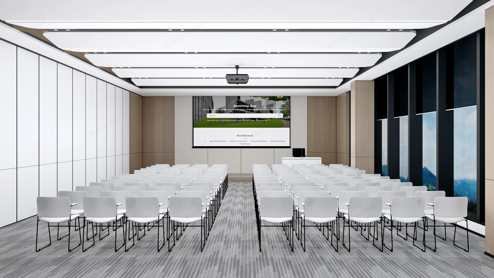 Modern Conference Hall Interior Design sketchup model preview - SketchupBox