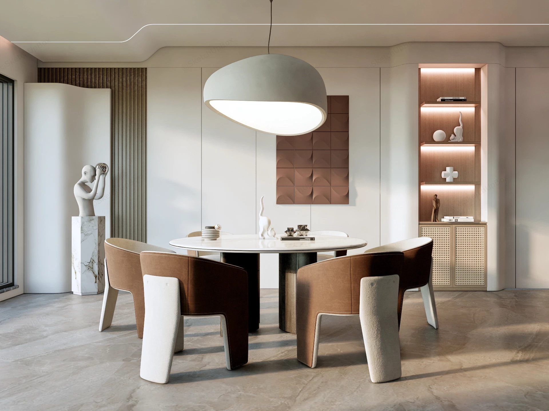 Modern Elegant Dining Room Decor sketchup model preview - SketchupBox
