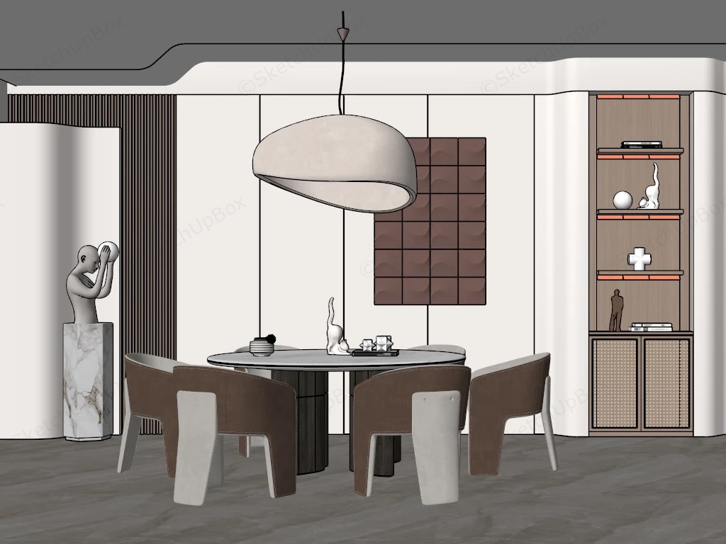 Modern Elegant Dining Room Decor sketchup model preview - SketchupBox
