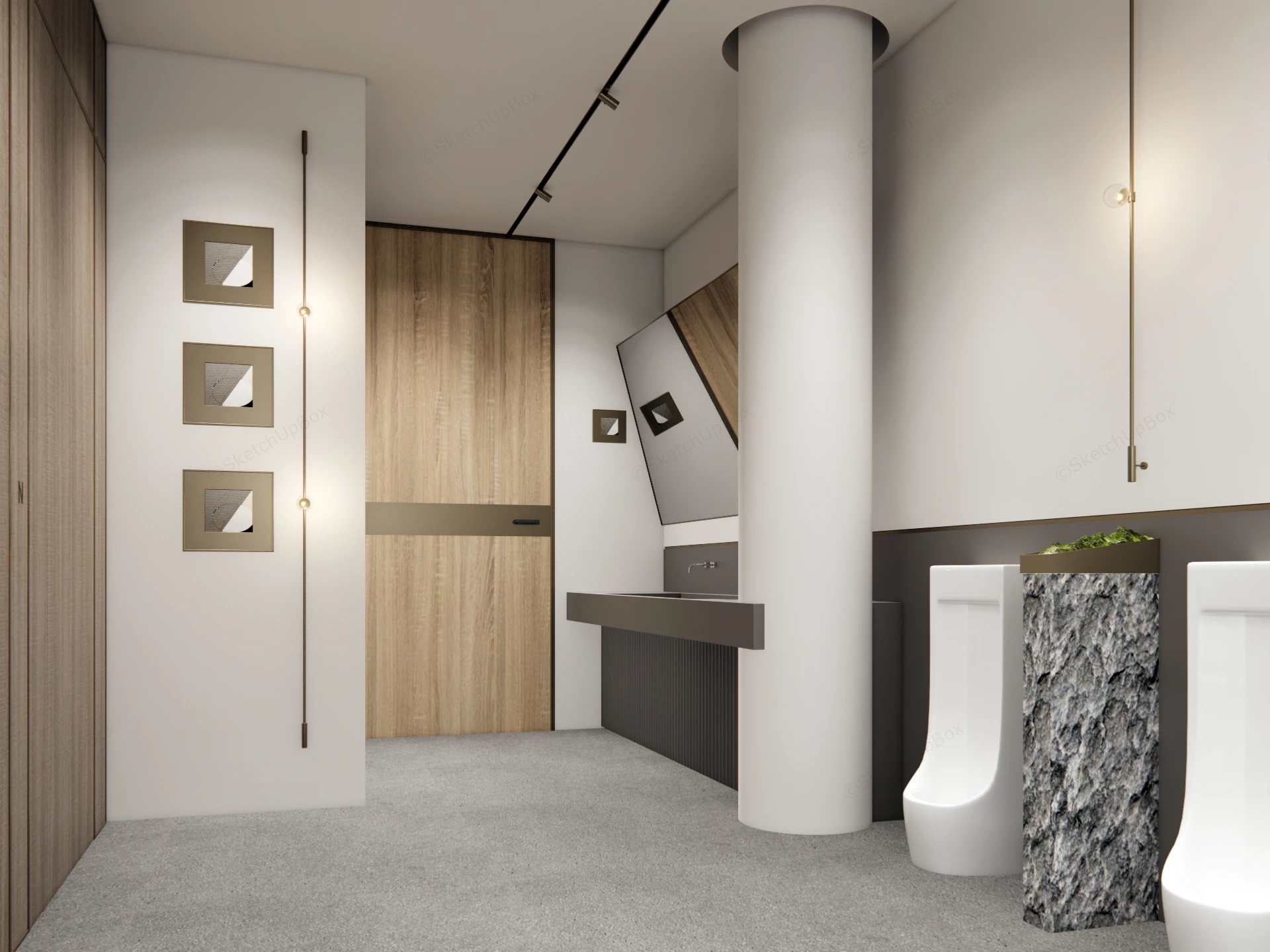 Modern Public Bathroom Design sketchup model preview - SketchupBox