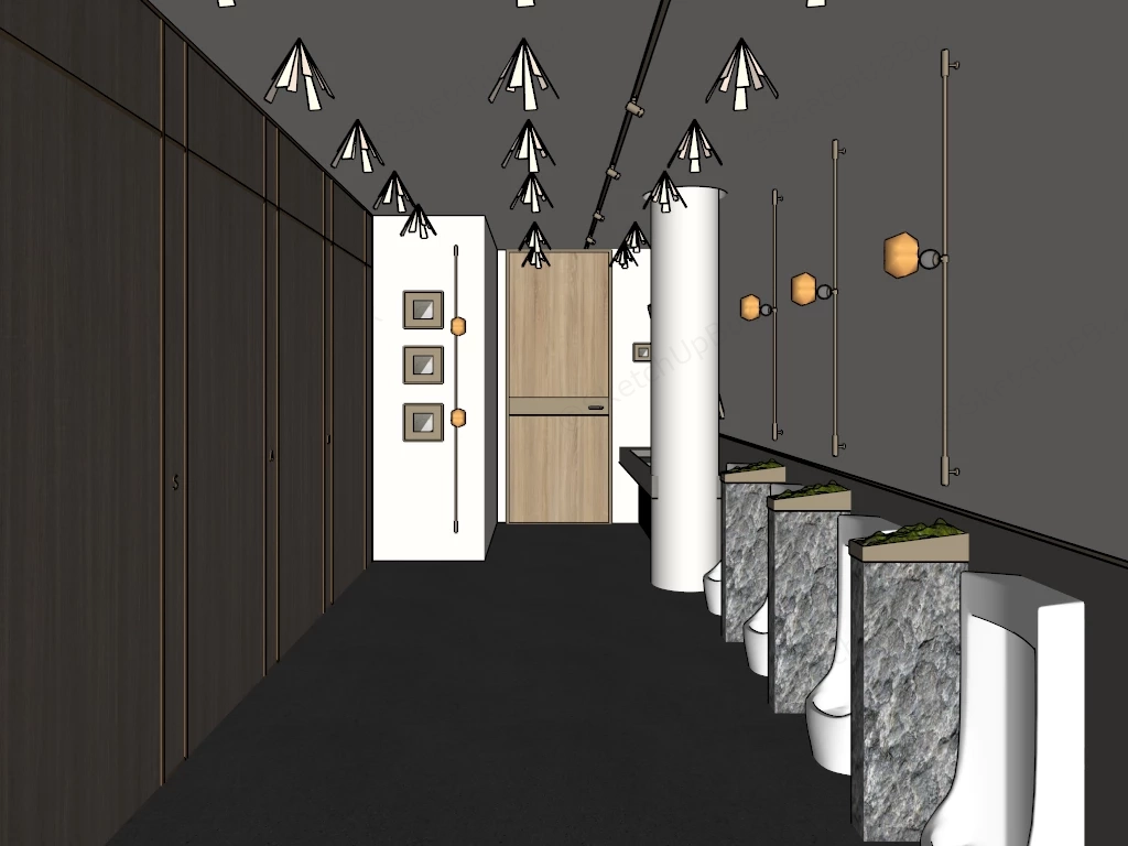 Modern Public Bathroom Design sketchup model preview - SketchupBox