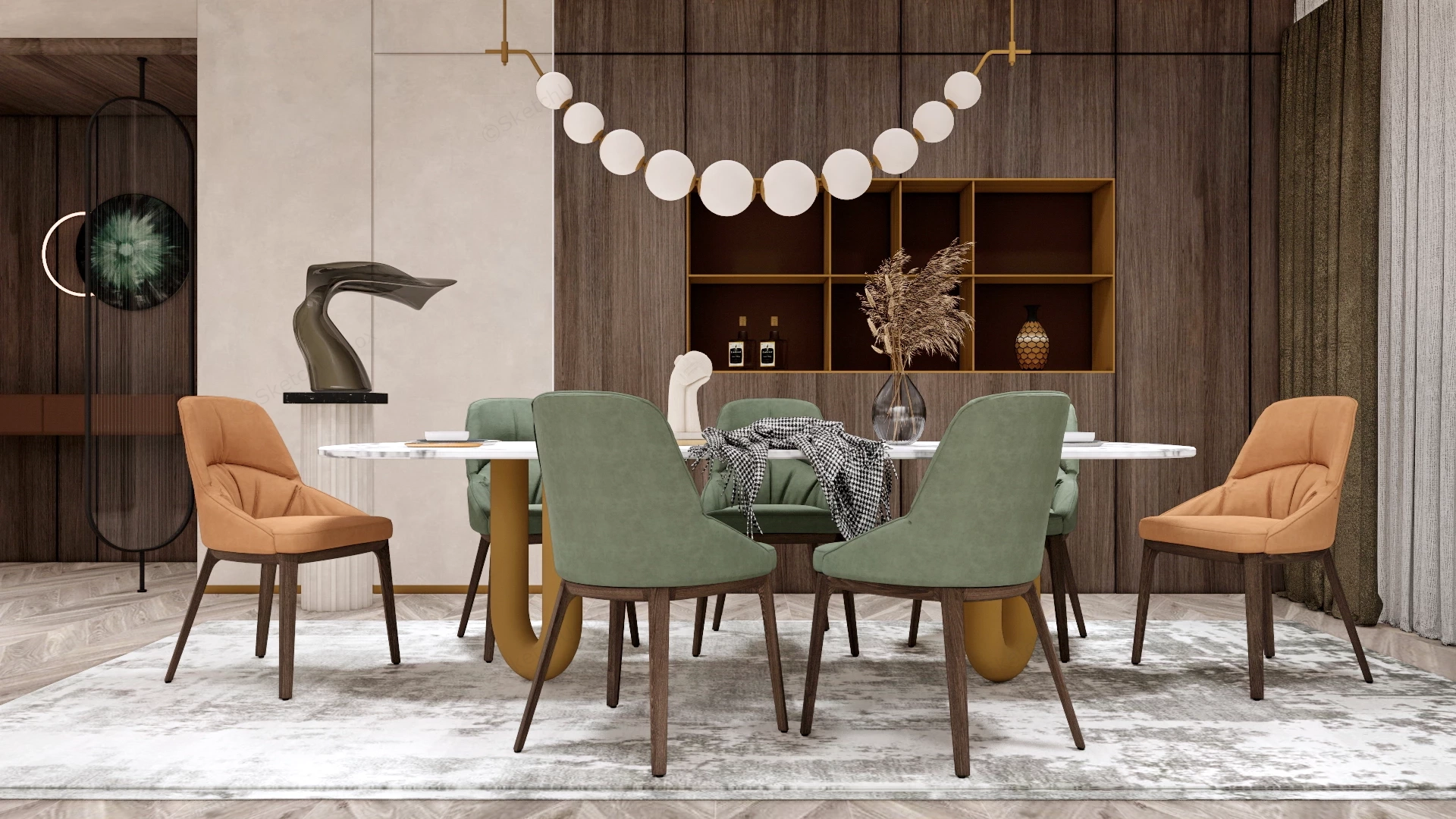 Modern Dining Room Design Idea sketchup model preview - SketchupBox