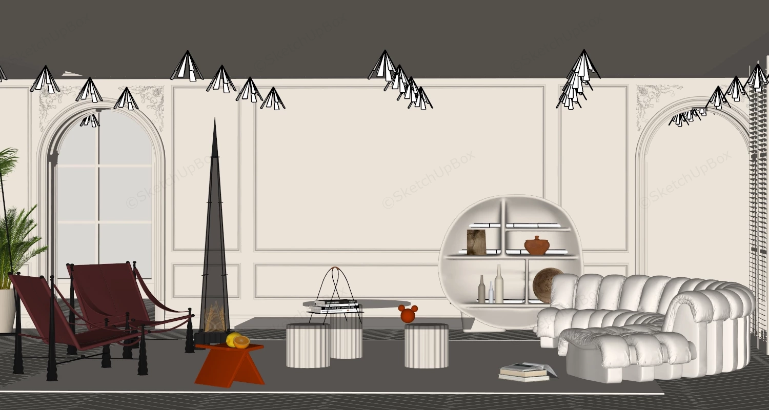 Modern Living Room Decor sketchup model preview - SketchupBox